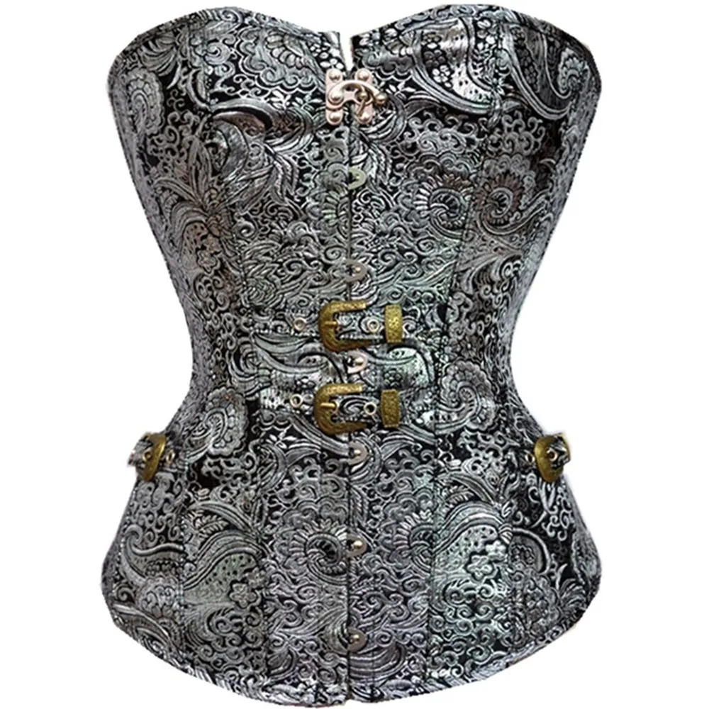 

IOOOTIANY Women's Body Shapewear Gothic Lingerie Vintage Corselet Steampunk Corset Bustier Jacquard Floral Korset Top Plus Size