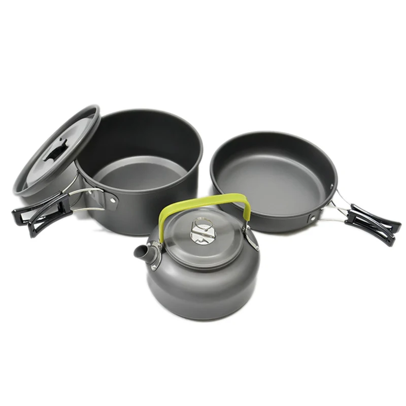 1PC picnic cooking pot, outdoor frying pan, 2-3 person camping, portable  mountaineering, non stick, easy to clean, anti scalding, boiling pot, frying  pan, baking pot