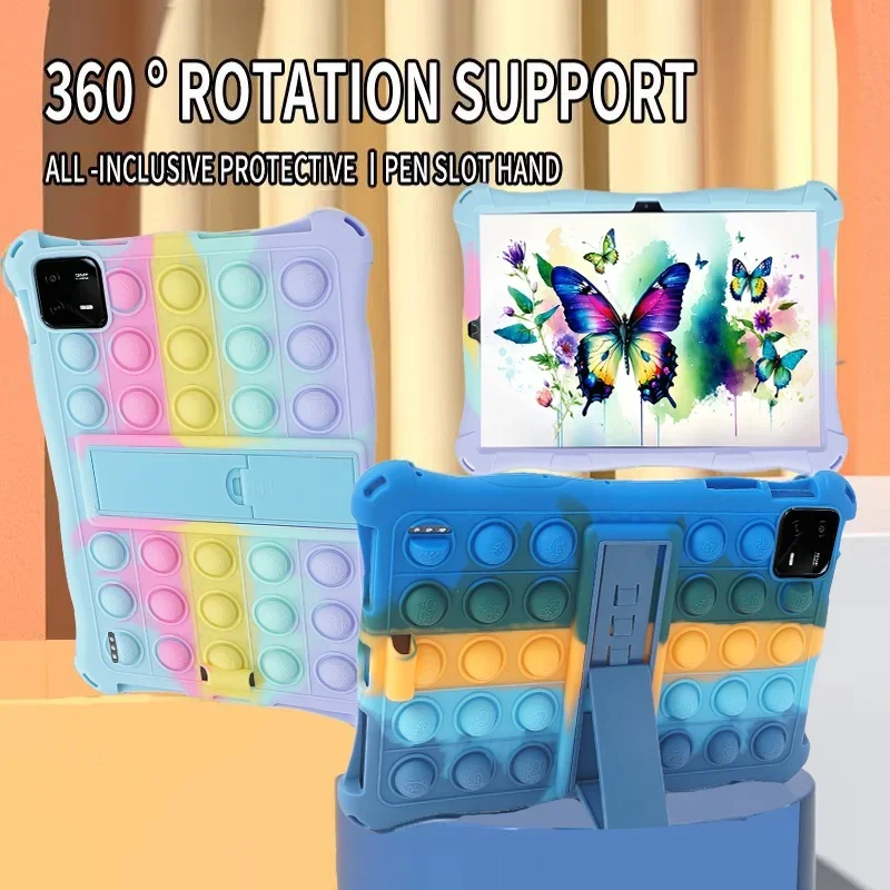

Kids Safe For Xiaomi Pad 6 Pro 11 inch 2023 Pad 6 Pad 5 Pad 5 Pro Case Silicon Bubble Cartoon Shockproof Tablet Stand Cover