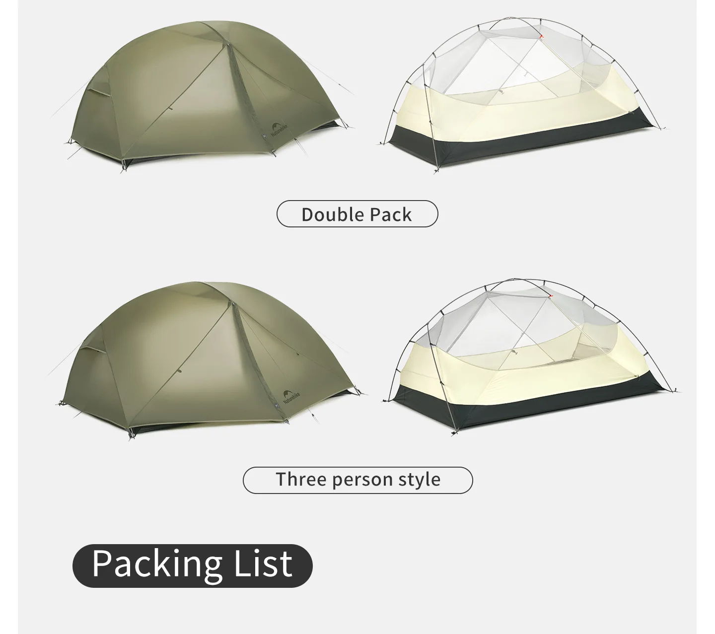 Naturehike Mongar Pro Ultraleichtes Zelt für 1–2 Personen, 20D-Nylon, doppellagig, wasserdicht, leicht, für Camping, Wandern, 3-Jahreszeiten-Zelt – Detail 19