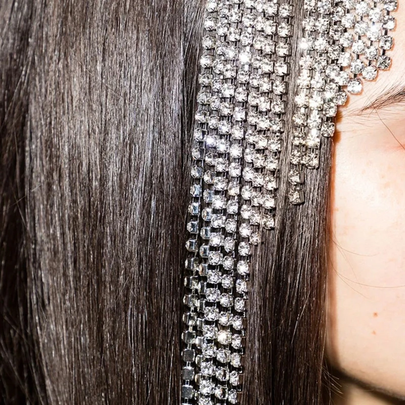 for Rhinestone for Head Chain Silver Gold for Rhinestone Long Tassel Headpiece Jewelry For Women Hair Chain Headb 37JB