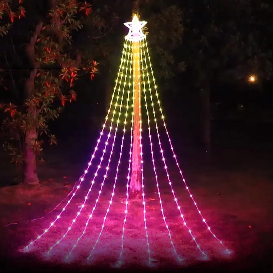 RGB Christmas Star Fairy Lights, Waterfall String