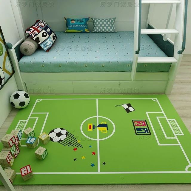 Alfombra de campo de fútbol verde para habitación de niños, dormitorio,  sala de estar, alfombra de entrenamiento de pista de baloncesto, decoración  del hogar, alfombrilla antideslizante - AliExpress