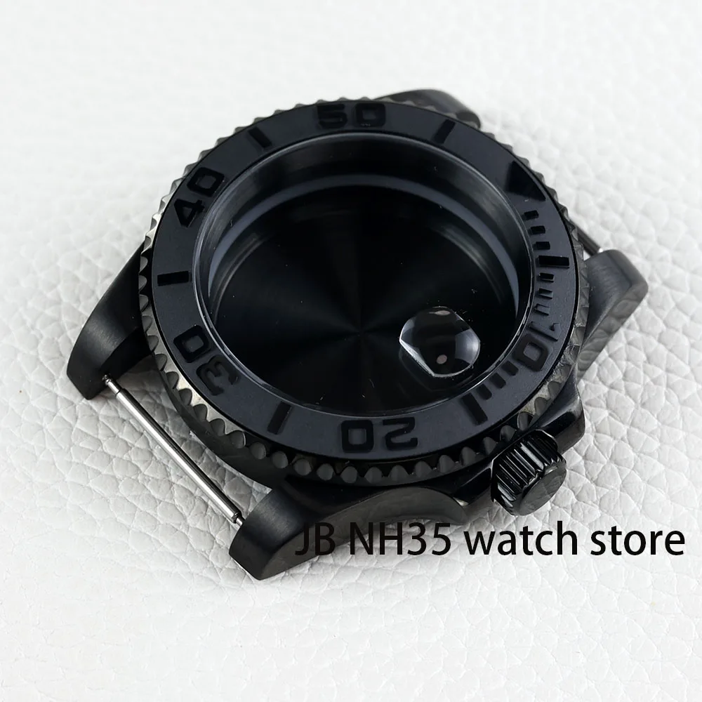 Watch Screen Protector Case Watch Case Watch Protective Case Watch Cover Watch Protective Cover TPU Protective Case Bumper Protective Case 40mm Black Yacht Design Style Case with Sapphire Crystal Waterproof for NH35 Nh36 Nh34 Automatic Movement 28.5mm Dial
