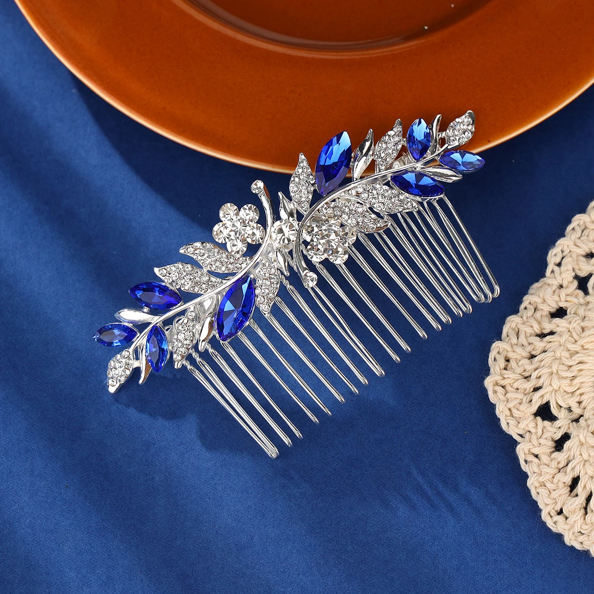 Bridal Hair Accessories Dreamy Sapphie Blue Wedding Headwear Hair Comb