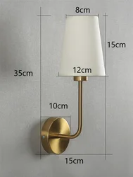 Nordic Minimalist LED Wall Lamp with Linen Lampshade - Golden (Wall lamp E14)