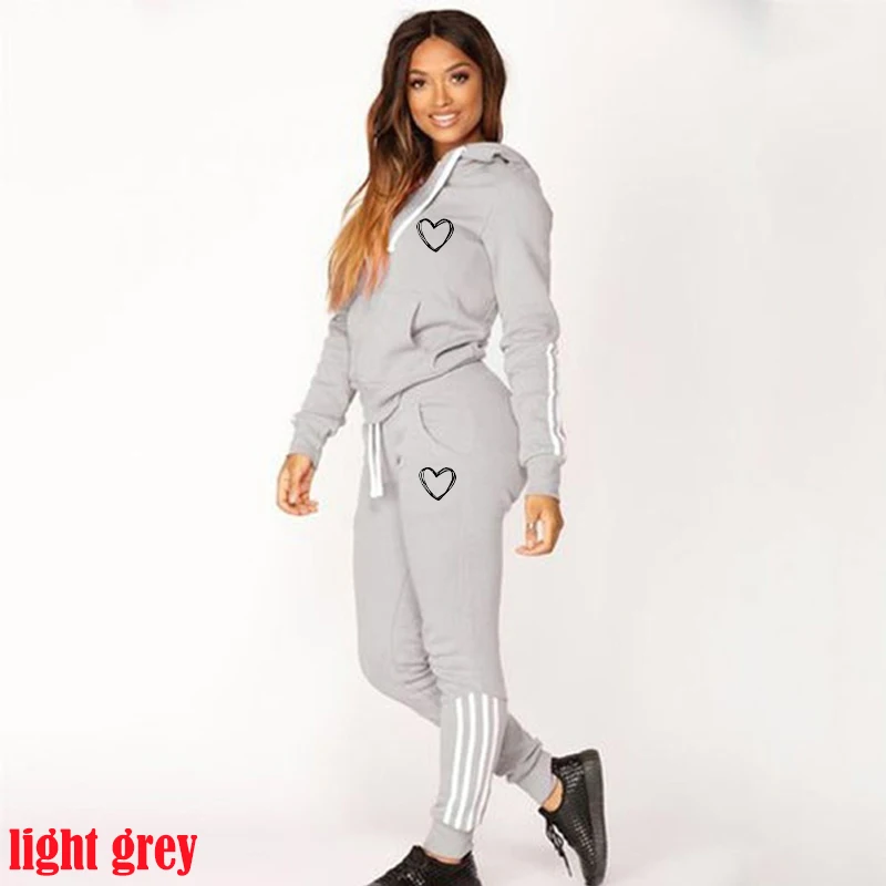 Women Fashion Heart Casual Tracksuits Long Sleeve Zipper Hoodies and Trousers Sport Suits Hoodies Slim Jogging Suits