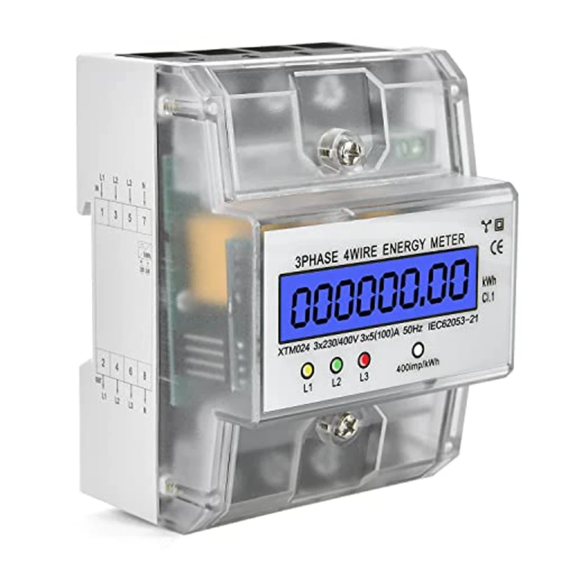 

1 PCS 3 Phase 4P Kwh Meter Energy Meter Digital Electric Power Meter Electricity Usage Monitor 230 / 400V 5-100A