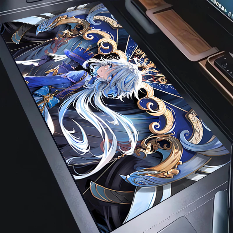 Anime Girl Desk Mat Mousepad Purple Cartoon Genshin Impact Furina Gamer Cabinet Mouse Pad Rubber Non-slip Laptop Kawaii Carpet 3