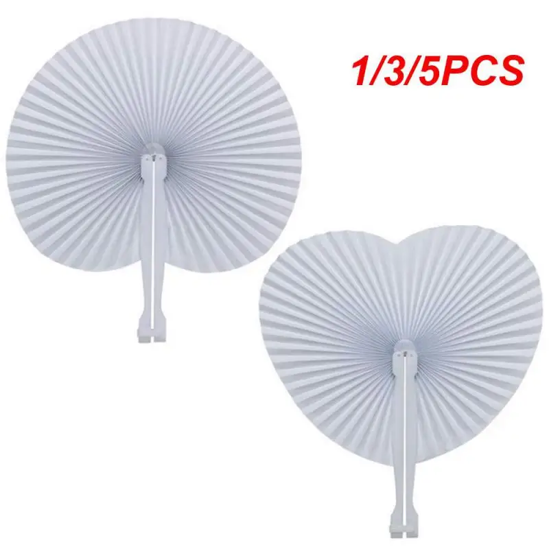 

1/3/5PCS 30-White Heart Shape Folding Fan Blank Paper Hand Fans With Plastic Handles Painting Birthday Wedding Party Decor