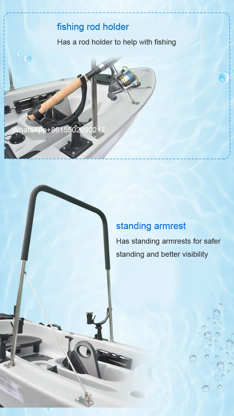 Single Person Canoe Plastic Boat With 40lb Electric Thruster Kayak Hard Bottom Luxury Lure