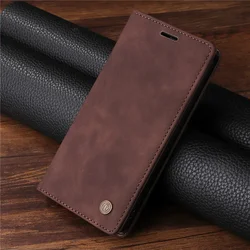 Magnetic Protective Wallet Flip Case - Leather Cover for OPPO A55s 5G (Coffee)