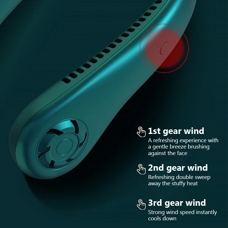 Portable Neck Fan MINI Electric Ventilador Silent Neckband Wearable Cooling FAN USBRechargeable Bladeless Mobile Air Conditioner neck fan