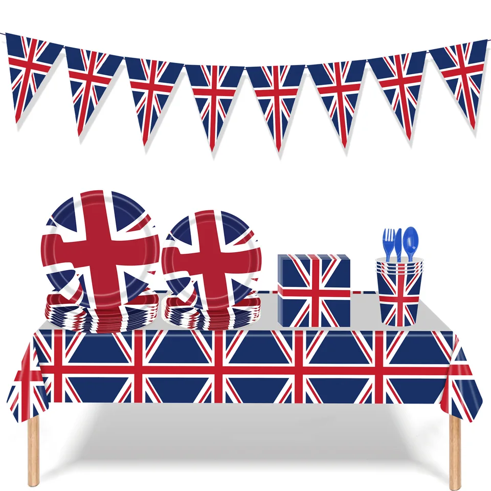 Trimming Shop Palloncini in lattice rosso, bianco e blu, 5 pezzi, bandiera britannica, decorazioni per feste patriottiche, palloncini a tema britannico per compleanno di re Carlo, barbecue, eventi
