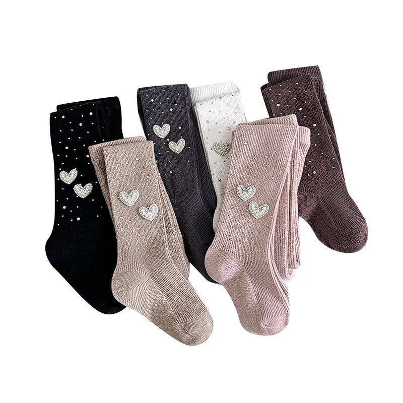 Girls Pantyhose Full Diamond Spring and Autumn Children Girls Summer Thin Leggings Baby Baby Wear White