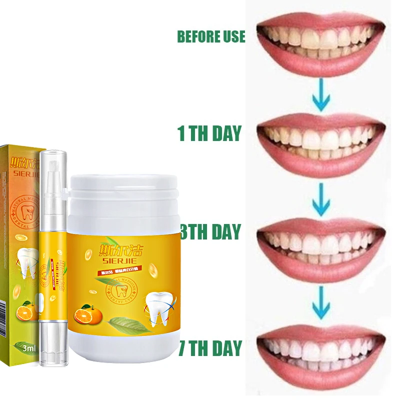 Whitening Tooth Powder + Whitening Tooth Pen Package Removing Tobacco Stains Tea Stains Fresh Breath Oral Hygiene Dental Care