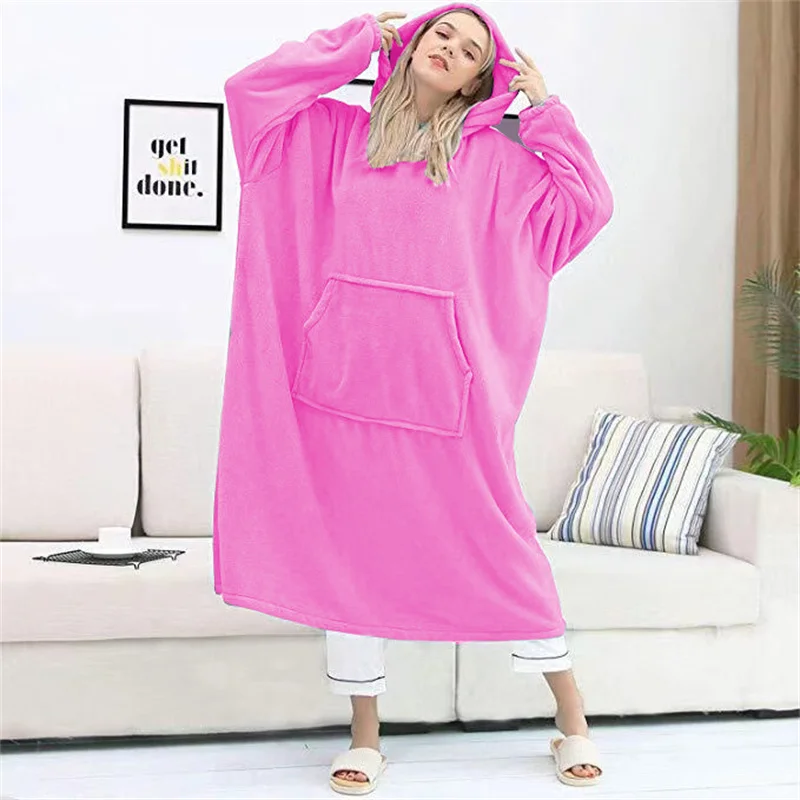 Couple's Pajamas Double Sided Flannel Lengthened Hooded Pajamas Women's Home Clothes Pajamas