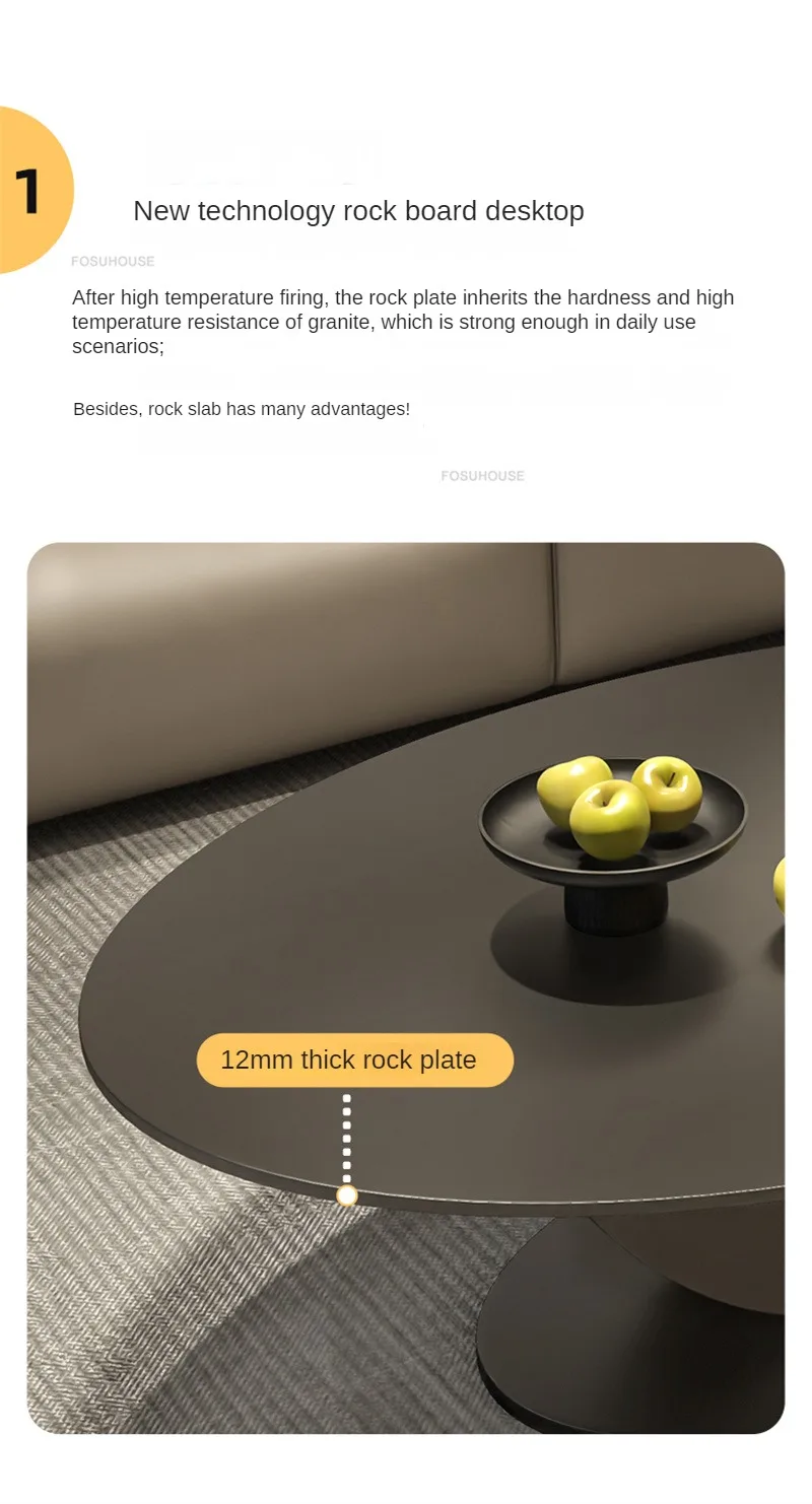 Italian Rock Slab Coffee Tables Household Coffee Table for Living Room Light Luxury Minimalist Small Apartment Oval Side Table