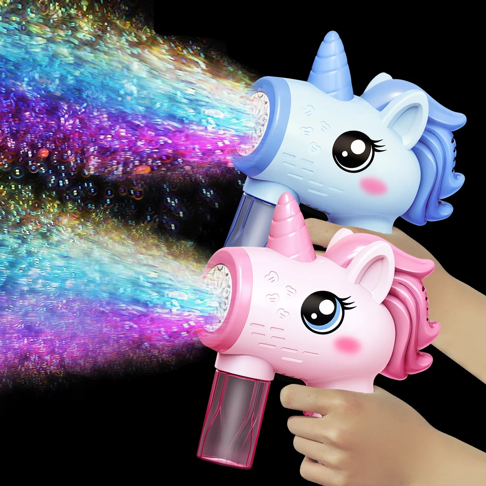 Children Bubble Gun Toy Unicorn Fully Automatic Bubble Machine Bubbles Gun Outdoor Game Fantasy Toy for Boys Girls Gifts bubble blowing toy bubble gun bubble machine