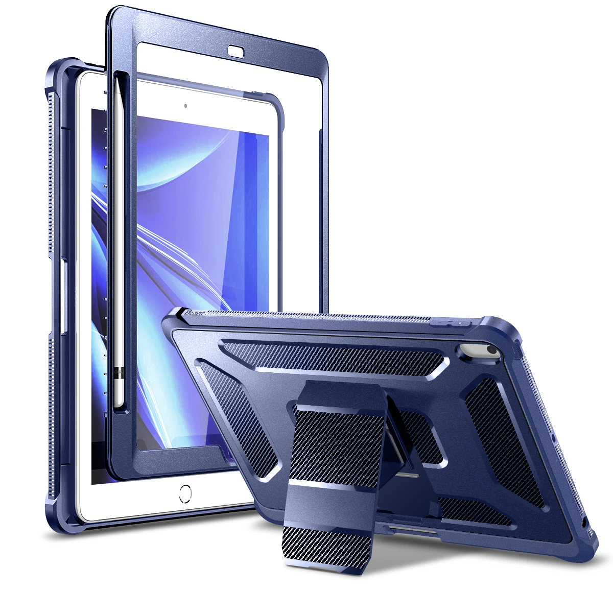 

Чехол Dexnor Stand для iPad10.2 8th Gens 2020 7thgens 2019 полноразмерный со встроенным экраном защитный скрытый Kickstand прочный Чехол