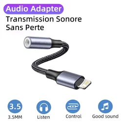 Lightning to 3.5mm Audio Jack AUX Cable - Male to Female Headphone Adapter and Audio Splitter (Black)