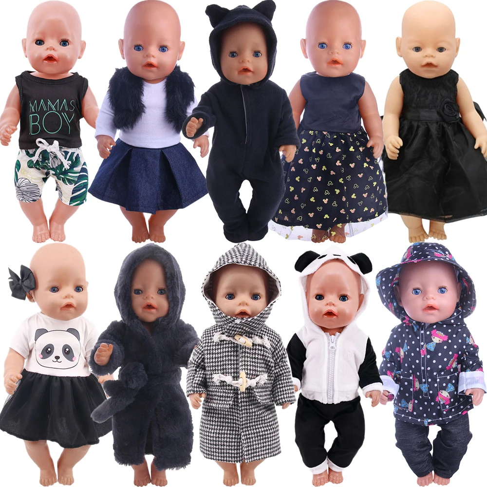 Черный плащ/плюшевое пальто кукольная одежда для 43 см куклы и 18-дюймовая американская обувь для новорожденных, Логан, милое платье, подарки от Nenuco