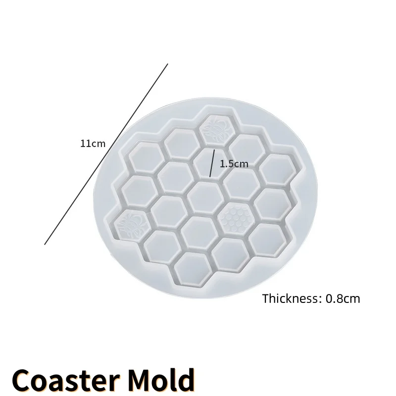 Honeycomb Coaster Resin Molds Set with Storage Box for DIY Crafts and Home Decor