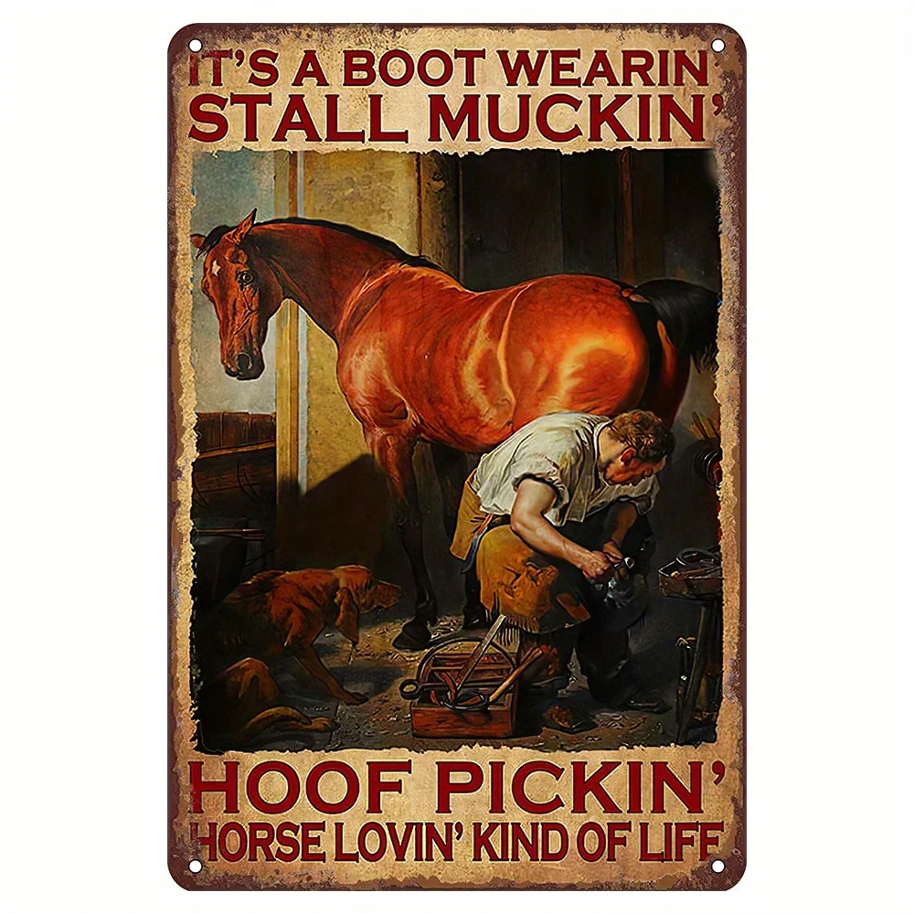 

Hoof Picking Metal Tin Sign,Gift for Farmer Horseman Vintage Tin Signs Funny for Farm Stable Home Bar Cafe Restaurant Wall Decor