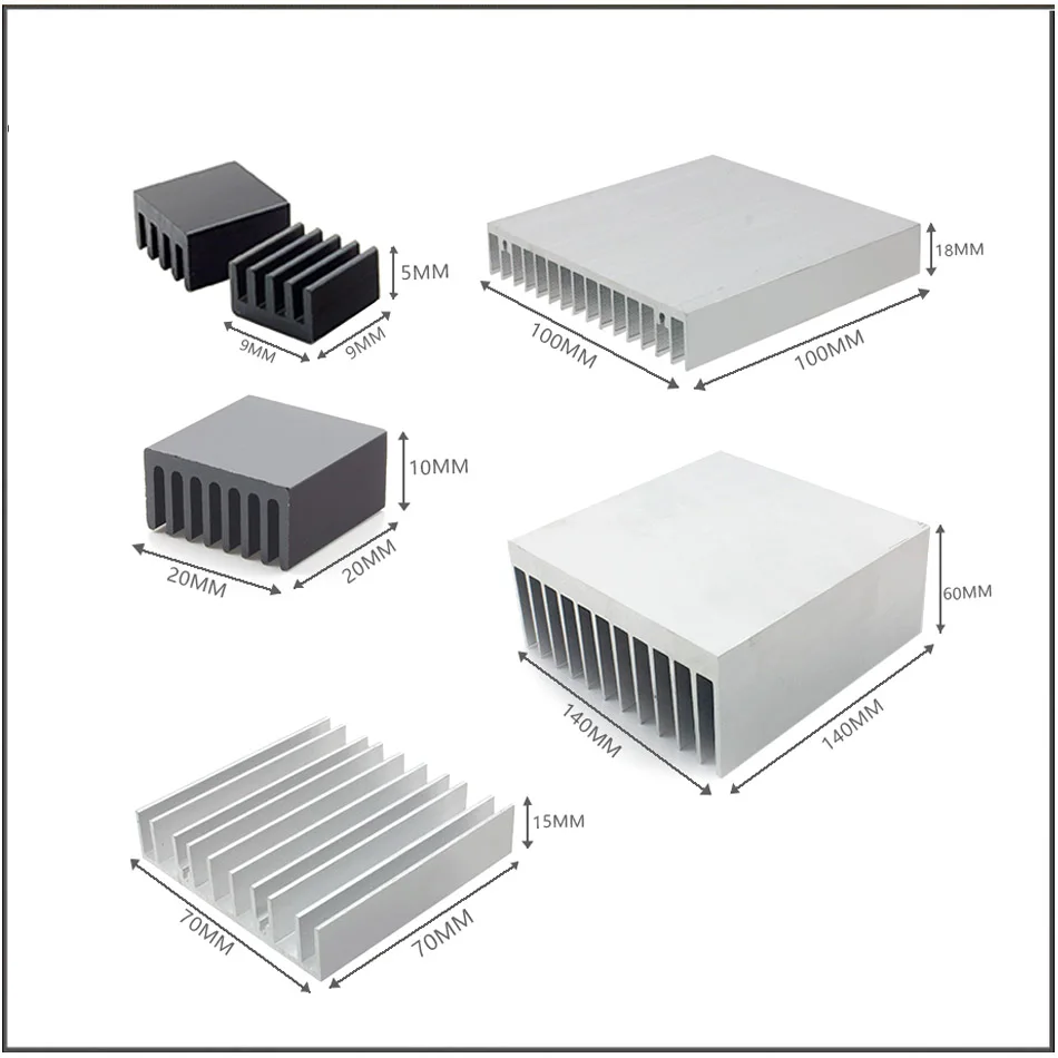 10x10 50x50 60x60 80x80mm Square aluminum alloy heat sink aluminum heat sink DIY high power router CPU electronic heat sink