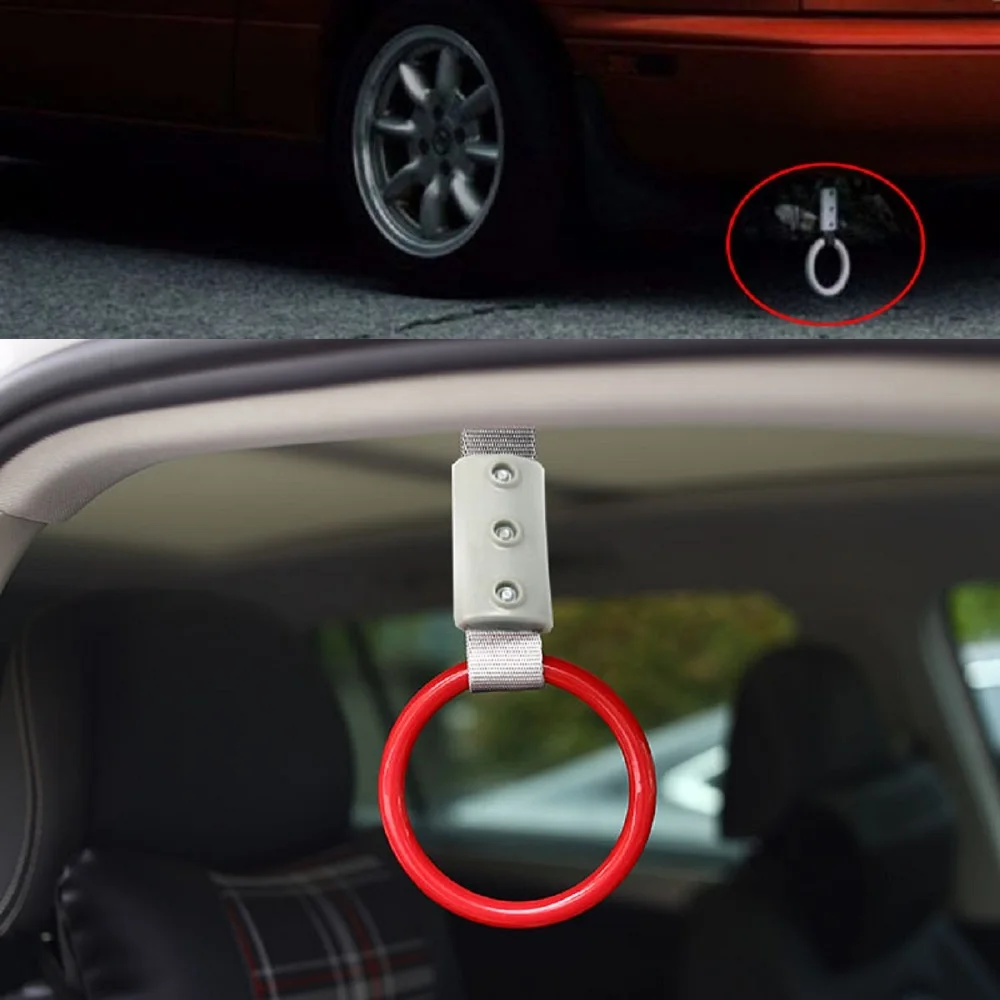 Round Car Interior Pull Ring Subway Train Bus Handle Strap Charm Drift JDM Racing Vehicle Rear Bumper Warning Loop car interior pull ring