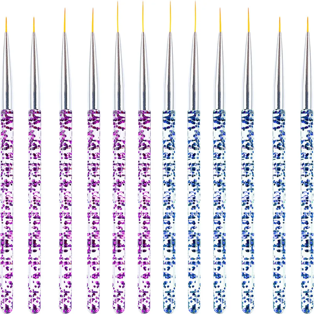 12개 프리미엄 네일 아트 스트라이핑 브러쉬, 젤 폴리쉬 플라워 디자인 드로잉 디테일링 네일 살롱 및 홈 DIY용 파인 라이너 브러쉬 펜