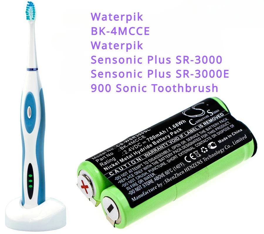 Batteria Per Spazzolino Da Denti 700Mah Bk-4Mcce Per Waterpik Sensonic Plus Sr-3000, Spazzolino Sonico Sensonic Plus Sr-3000E, 900