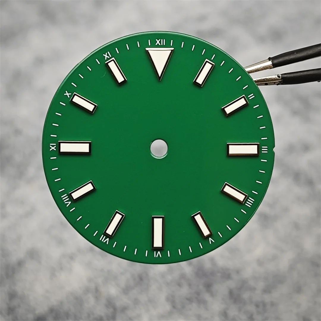 Enameled Watch Dial with Green Luminous Face - 28.5mm