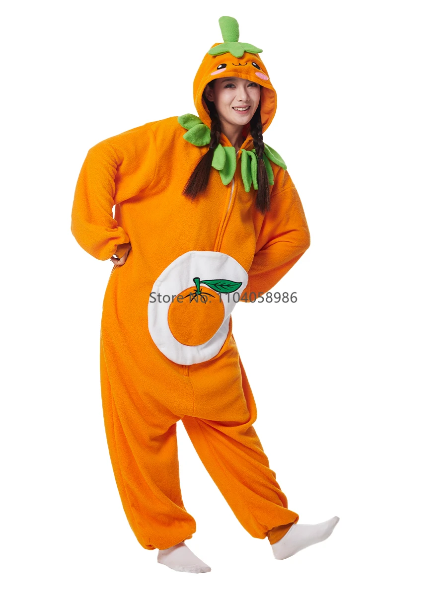 Fruit Kigurumi Costume Halloween Onesie Orange For Women Men Adult Kids Pyjamas Cartoon Pajama Cosplay Party Homewear
