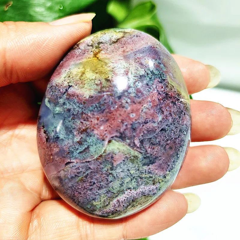 Natural Stone Beautiful  OceanJasper Palm Stone Spirit Meditation Cure Feng Shui Exorcism Crystal Home Decoration