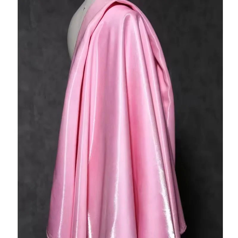 Blue Luxury Glossy Metallic Reflective Satin Fabric for Fashion and Formal Wear