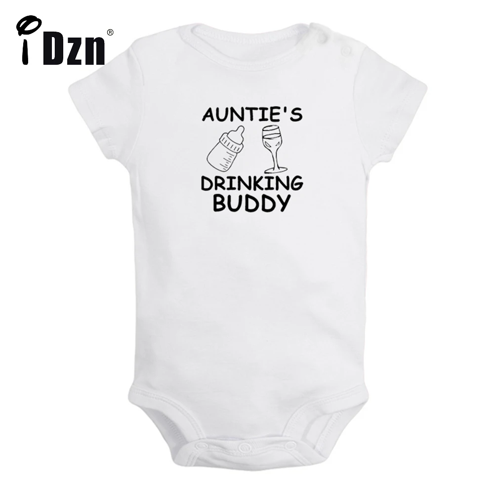 

Auntie's Drinking Buddy - My Aunt is The Best Cute Fun Print Baby Rompers Kids Boys Girls Bodysuit Infant Short Sleeves Jumpsuit