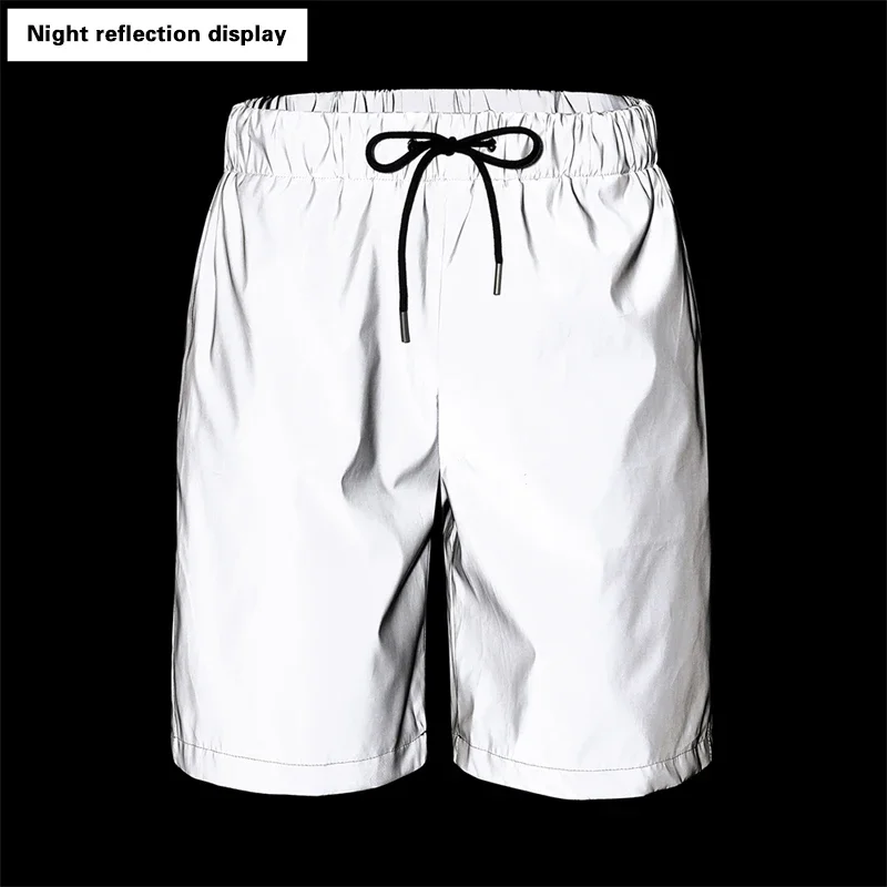 Sommer Neue männer Reflektierende Shorts Outdoor Nacht Laufen Jogger Lose Beiläufige Knie-länge Shorts Rock Hip-hop Tanzen streetwear – Detail 11