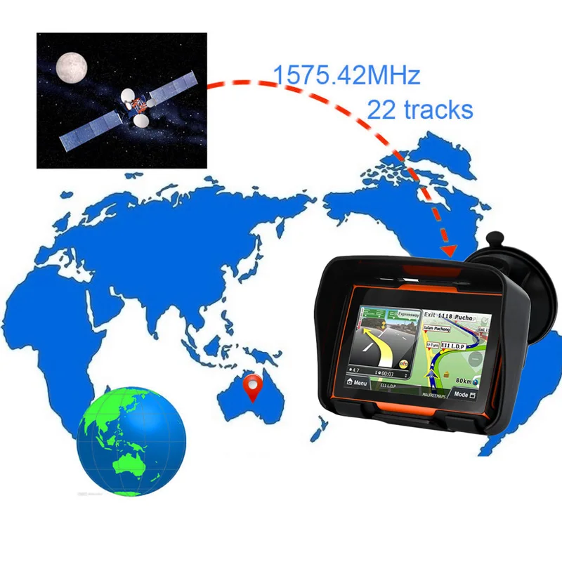 2025 오토바이 GPS 네비게이션 IPX7 방수 FM-AVIN-블루투스 GPS 네비게이터 트래커 불릿 8GB FM 무료 igo 지도