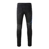 NEw Men's Embroidered Blue Snake Patchwork High Street Distressed Slim Fit Stretch Holes Patches Ripped Washed Black Jeans 3