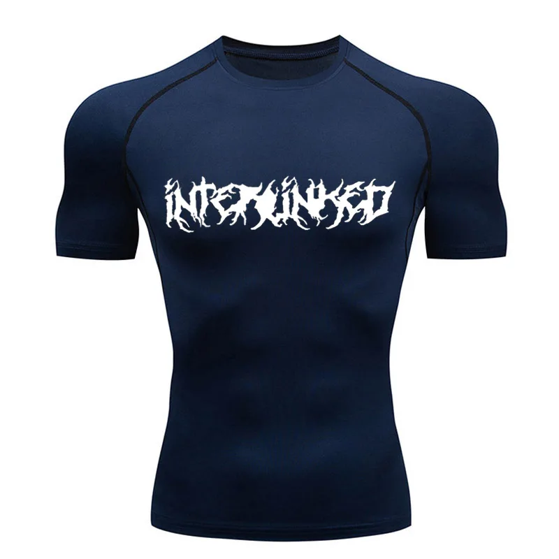 Summer T -shirt Men Running Compressed Shirt Short -sleeved Black Sports Top Gym Fitness Fast Dry Sportswear Men's Long -shirt