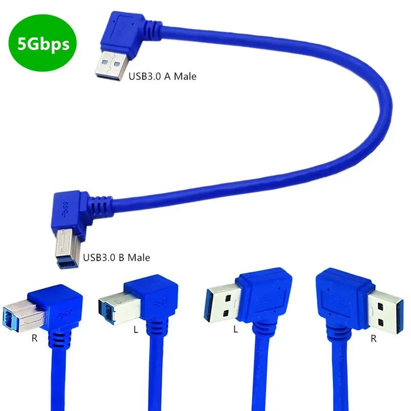 

USB 0,3 A штекер изгиб к B штекер изгиб 90 градусов жесткий диск чехол кабель для передачи данных USB кабель м