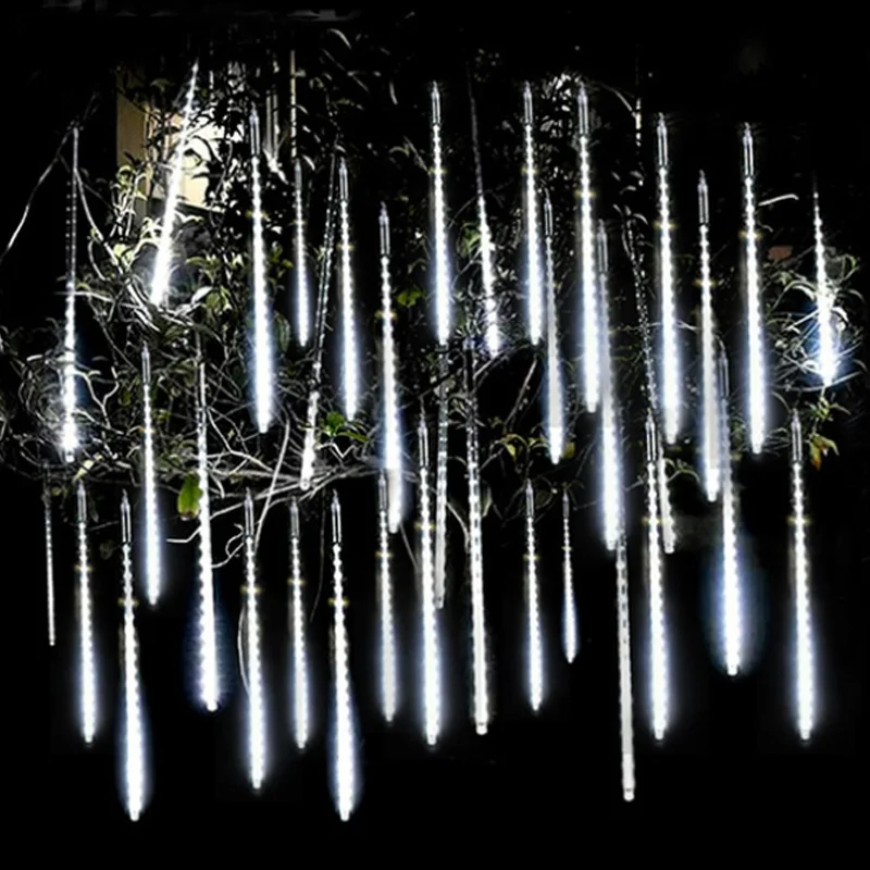 30/50cm Meteor Shower Rain 8 Tubes LED String Lights Waterproof Christmas Outdoor Patio Decorations Wedding Navidad Tree Holiday blue 210d waterproof outdoor patio garden furniture covers rain snow chair covers sofa table chair dust proof cover