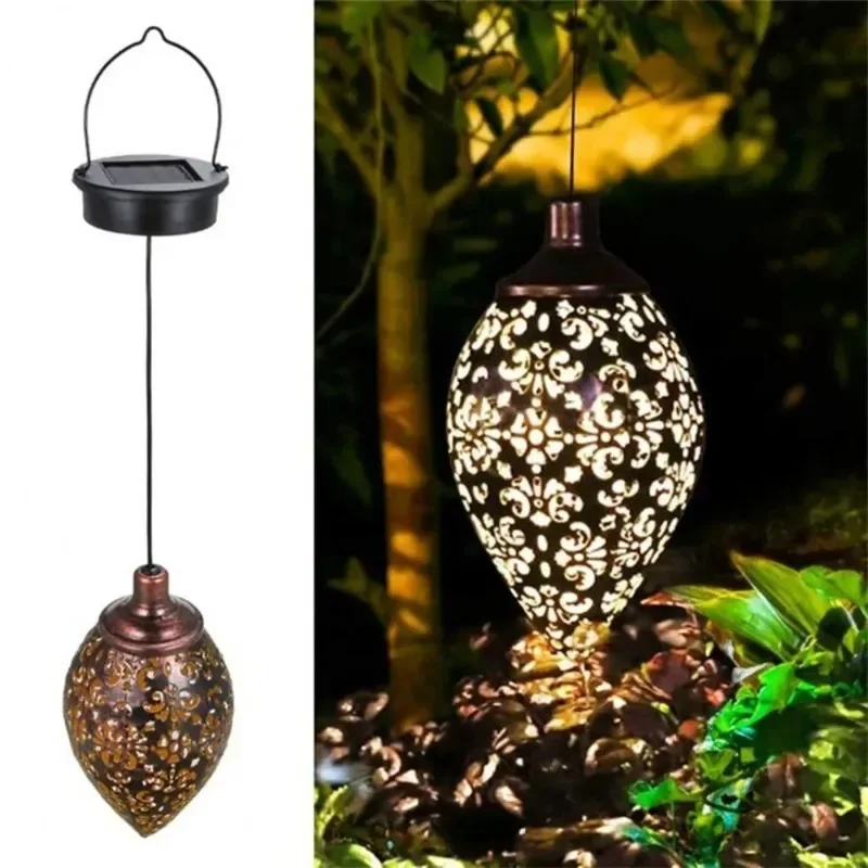 

Outdoor Garden Solar Light Iron Art Hanging Light Hollow LED Landscape Lamp Garden Decoration Projection Lights Waterproof
