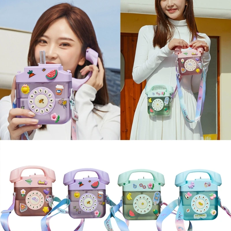 

Пластиковая бутылка для воды, соломенная бутылка с наклейкой, детский открытый чайник