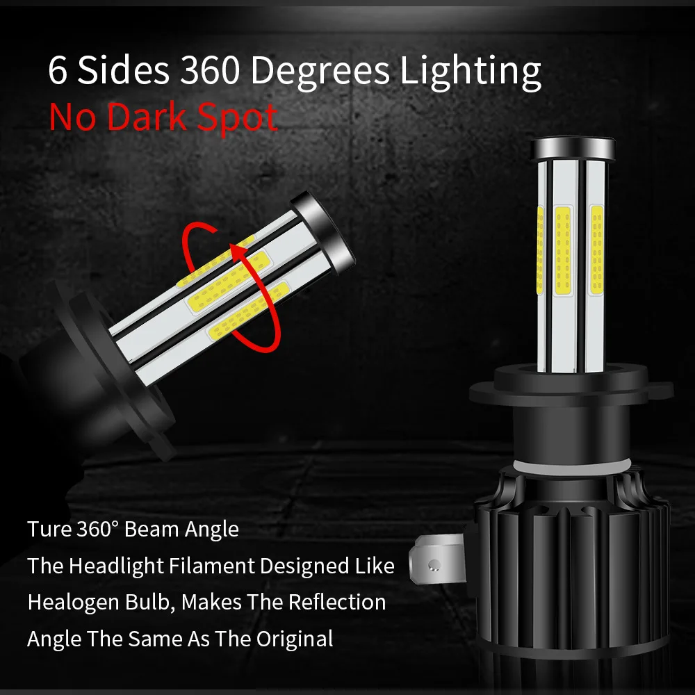 360 градусов Автомобильные фары светодиодсветодиодный Фары H4 H7 H11 9005 9006 9012 прямое встраивание фар ближнего и дальнего света 360 градусов