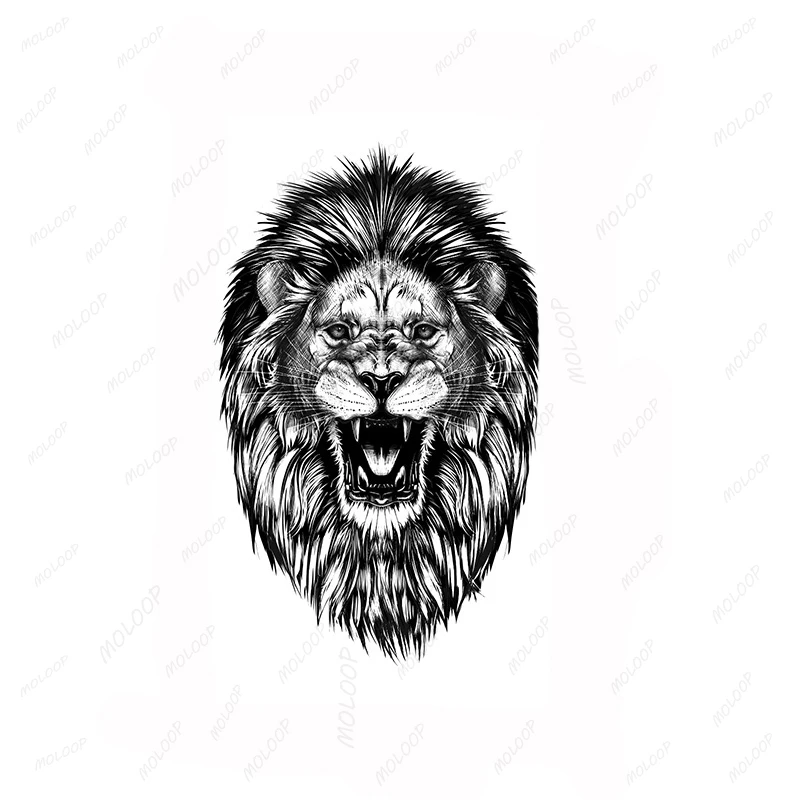 

Tattoo Stickers Roaring Lion Big Animal Element Temporary Tatoo Arm Hand Decal Chest Body Women Men Fake Tatoos Makeup Art