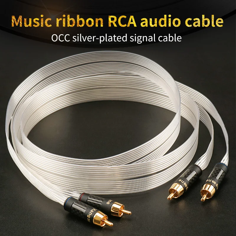 

Grey Knight hifi OCC silver plated core carbon fiber gold-plated plug music ribbon rca cable amplifier speaker signal line