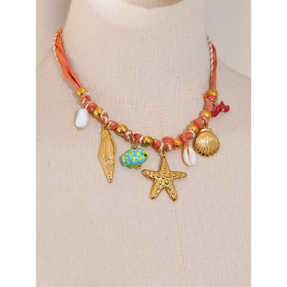 Yhpup Red Rope Braided Handmade Necklace