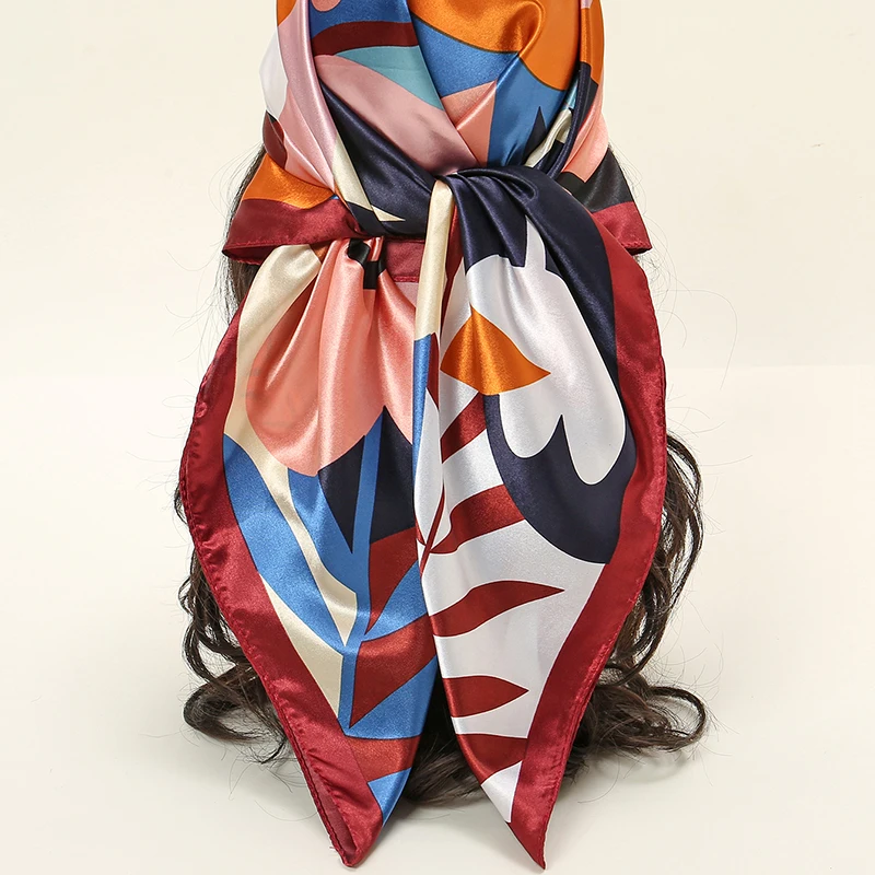 écharpe Bandana Satin Foulard Carré Satin MEANBEAUTY 90x90cm